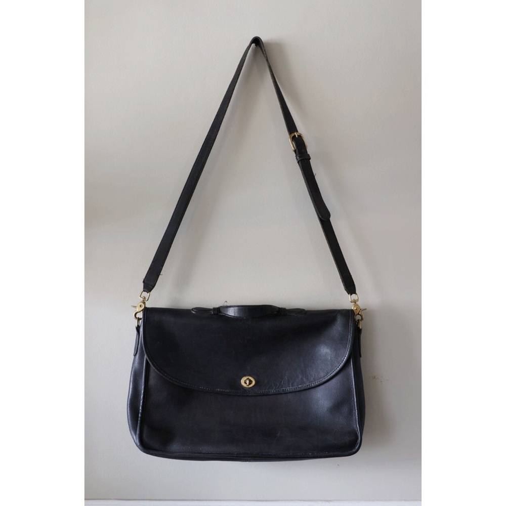 Vintage 90s Black Coach Lexington Leather Messenger Bag. Briefcase. Crossbody.
